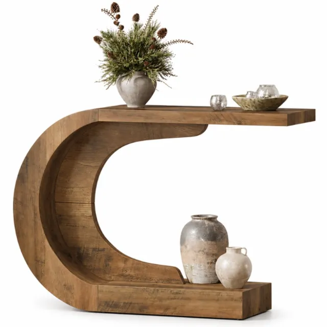 C. , R. E. CORE Consoletafel - C-vormige entreetafel - Sidetable - Haltafel - Gangtafel - Bijzettafel - 110x35x75cm - Bruin