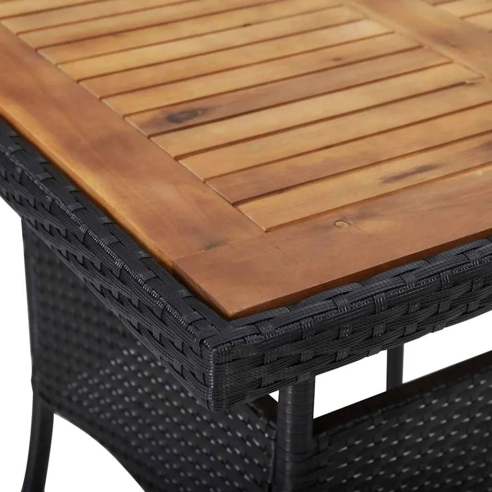 vidaXL Tuintafel poly rattan en massief acaciahout zwart, foto 4