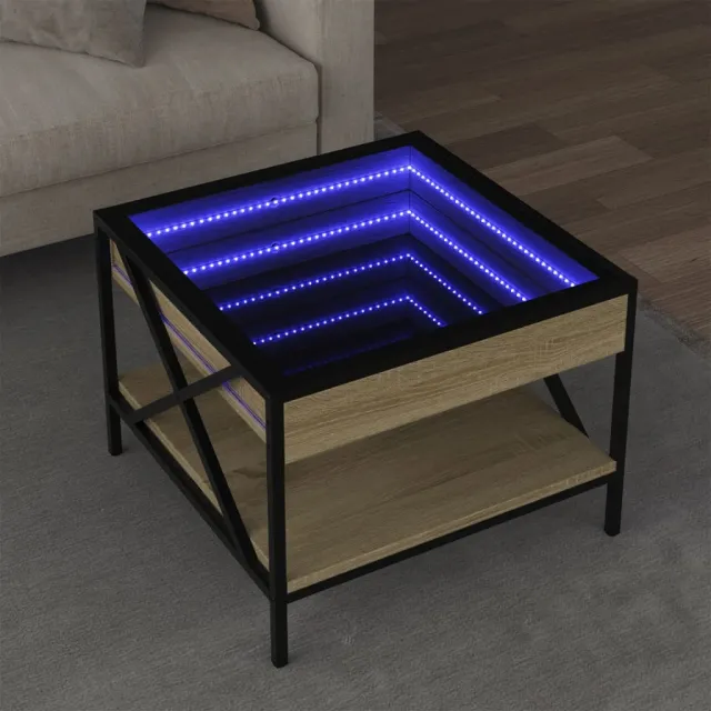 vidaXL Salontafel met Infinity LED 50x50x38 cm sonoma eikenkleurig, foto 2