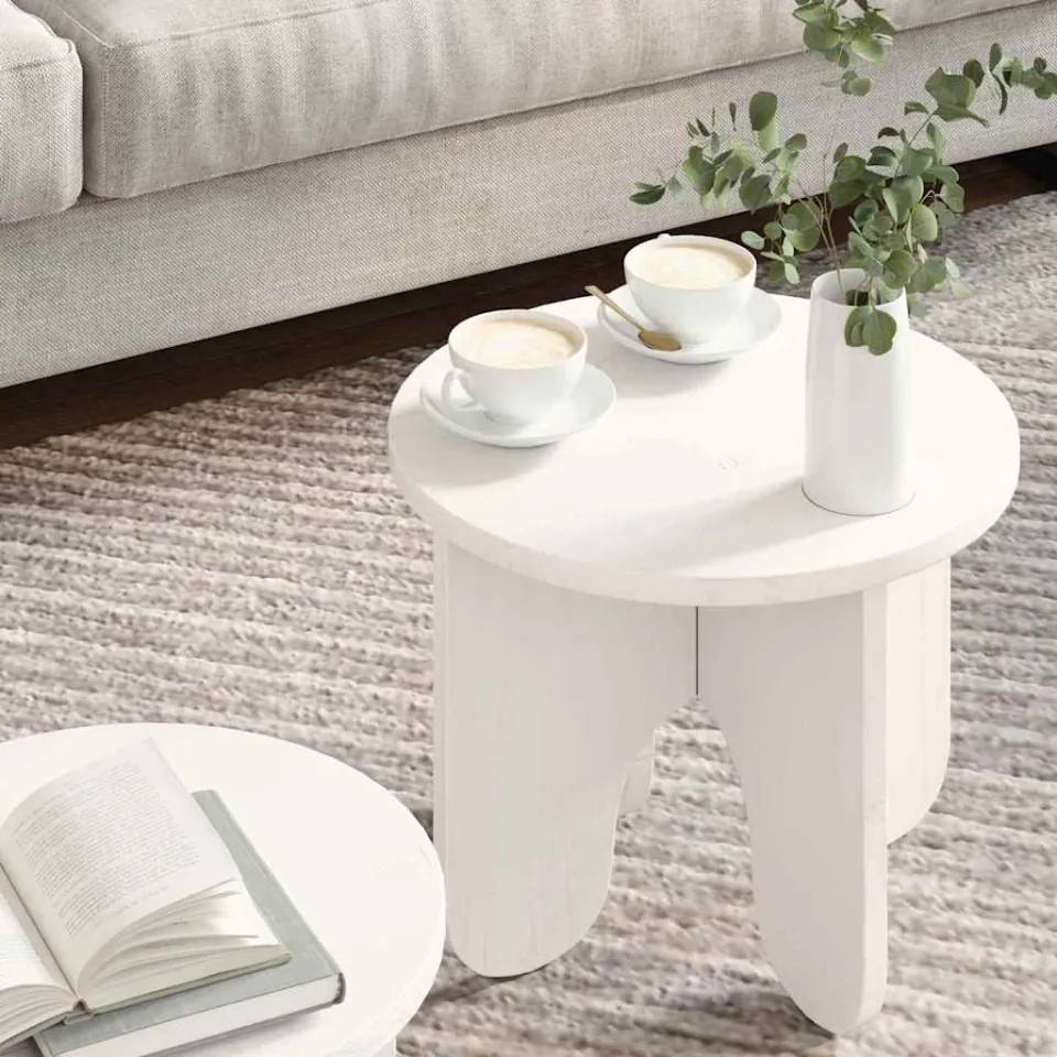 vidaXL Salontafel 2 st Wit 39.5 x 39.5 x 30 cm Massief grenenhout, foto 3