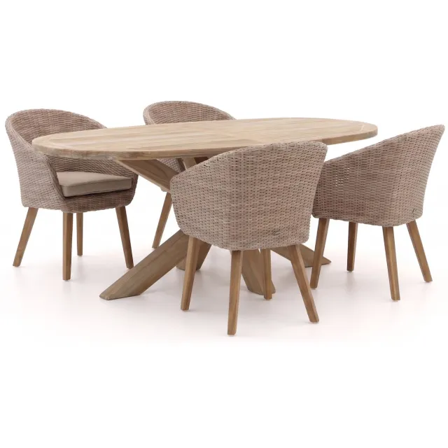 Intenso Furniture Intenso Tropea/ROUGH-Y Ellips 200cm dining tuinset 5-delig bruin, foto 2