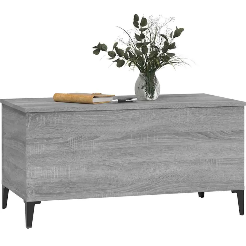 vidaXL Salontafel 90x44,5x45 cm bewerkt hout grijs sonoma eikenkleurig, foto 3