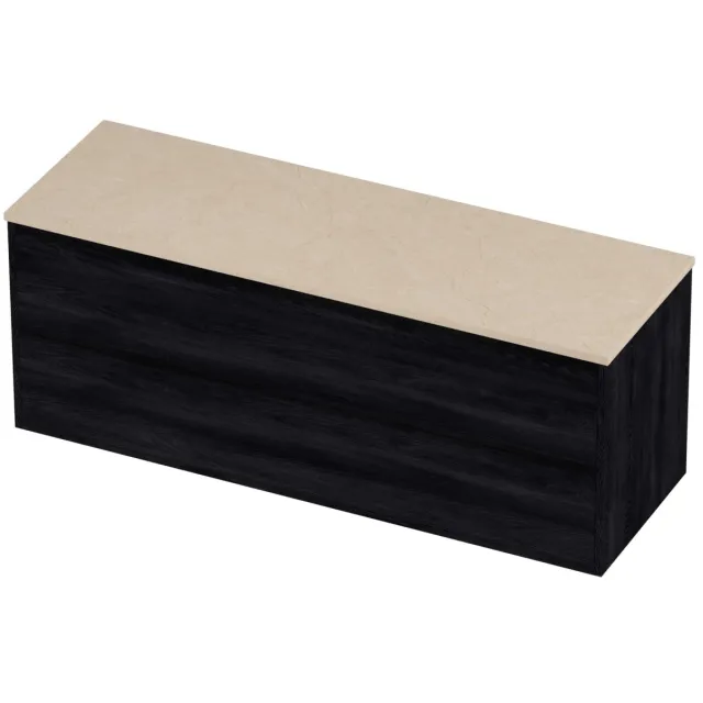 Proline Deck Badmeubelset Hardsteen Greeploos Symmetrisch Kader 140x46x54 cm Sand Stone Black Oak