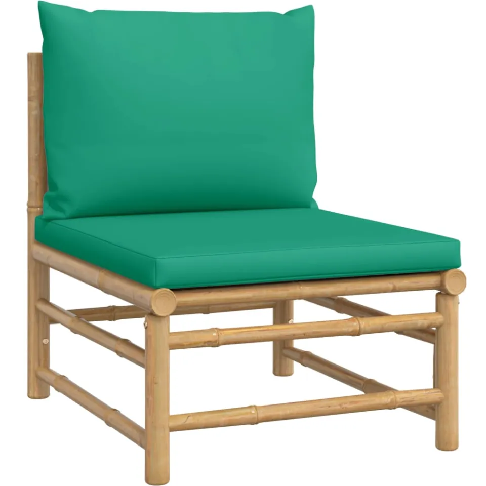 vidaXL 4-delige Loungeset met kussens bamboe groen Bruin