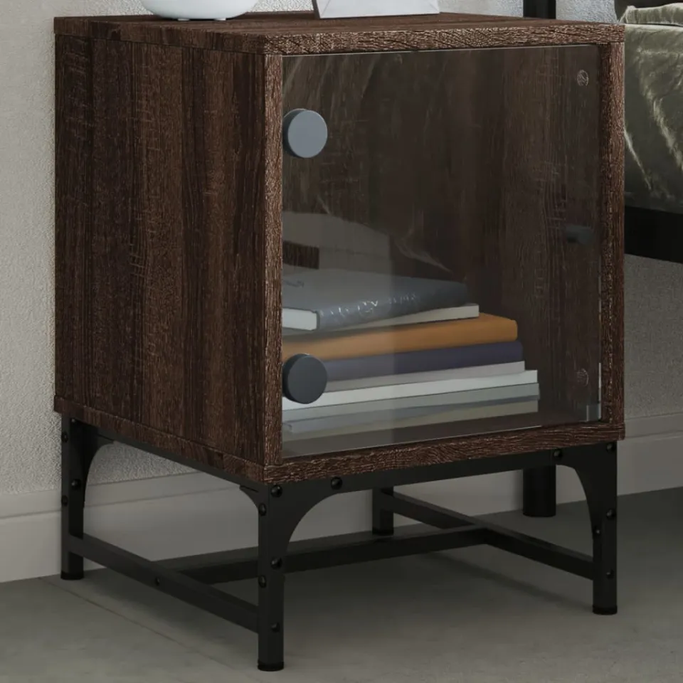 vidaXL Bedside Cabinet 2 st Brown Oak 13.8x14.6x19.7 in, foto 3
