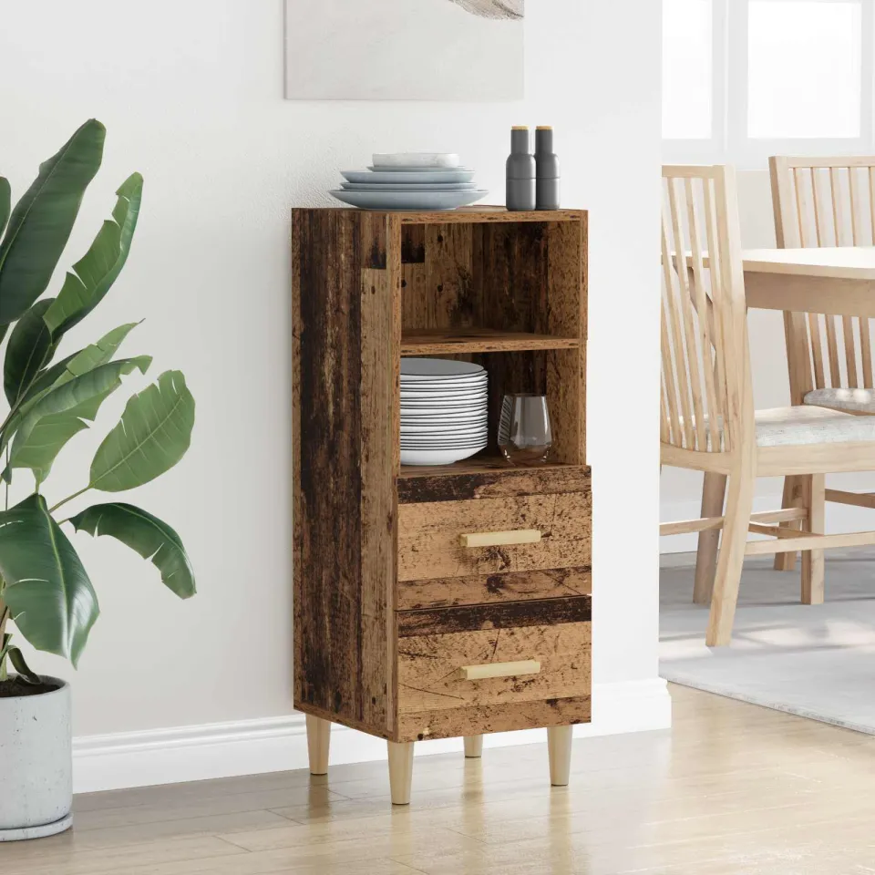 vidaXL Dressoir Oud hout 34 x 34.5 x 90 cm Bewerkt hout bruin, foto 4