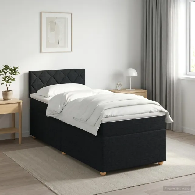vidaXL Boxspringbed met matras met hoofdeinde Zwart 90 x 190 cm Stof