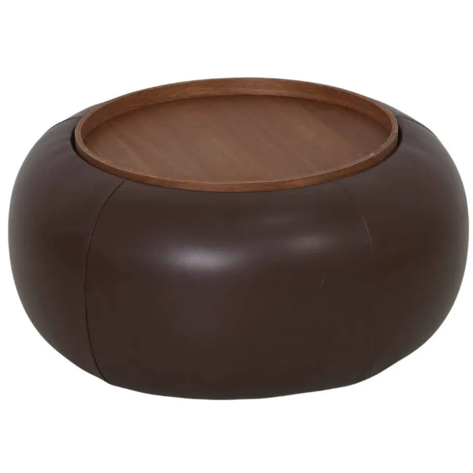 Giga Meubel Salontafel Draby - Rond Donkerbruin/Walnoot - Incl. Opbergruimte - Ø73cm, foto 2