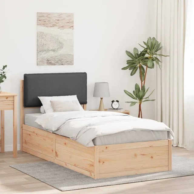 vidaXL Bedframe met Gevoerd Hoofdgedeelte Donkergrijs 75 x 190 cm