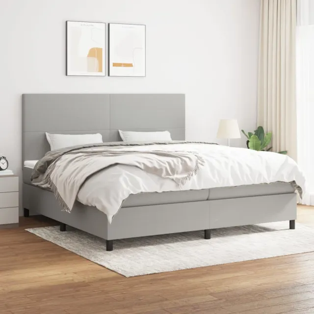 vidaXL Boxspring met matras stof lichtgrijs 200x200 cm grijs