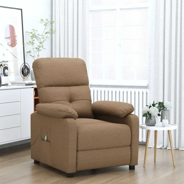 vidaXL Massagestoel stof bruin, foto 2
