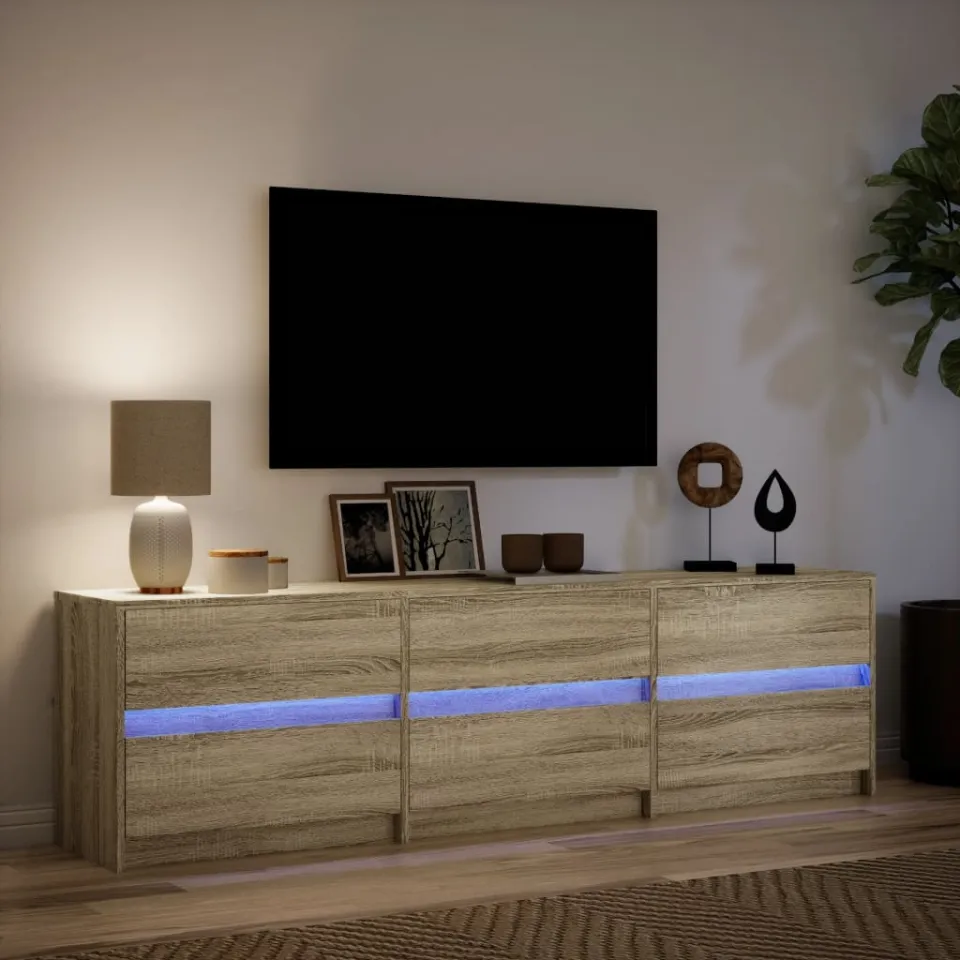 vidaXL Tv-meubel met LED 180x34x50 cm bewerkt hout sonoma eikenkleurig, foto 4