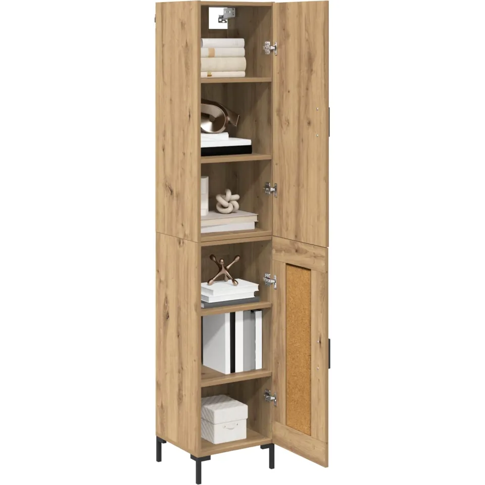 vidaXL Hoge kast Artisan Eiken 34,5 x 34 x 180 cm Bewerkt hout Bruin