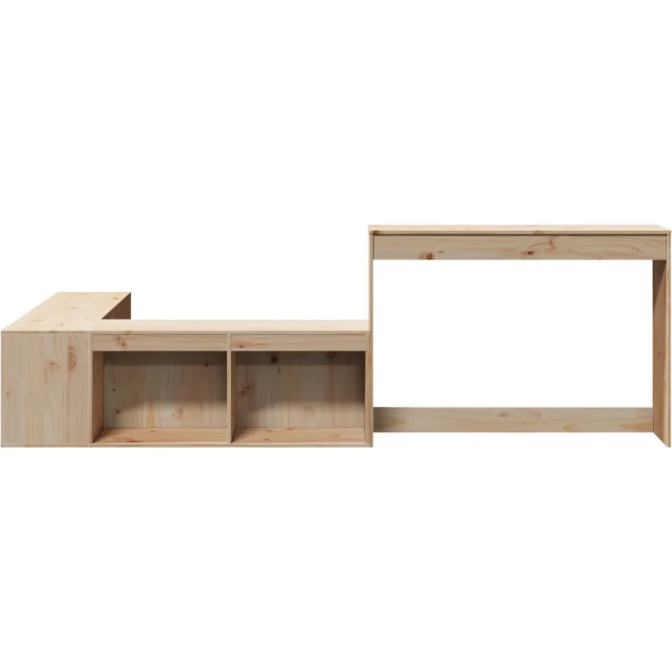 vidaXL Nachtkastje met bureau 232x122x75 cm massief grenenhout bruin, foto 4