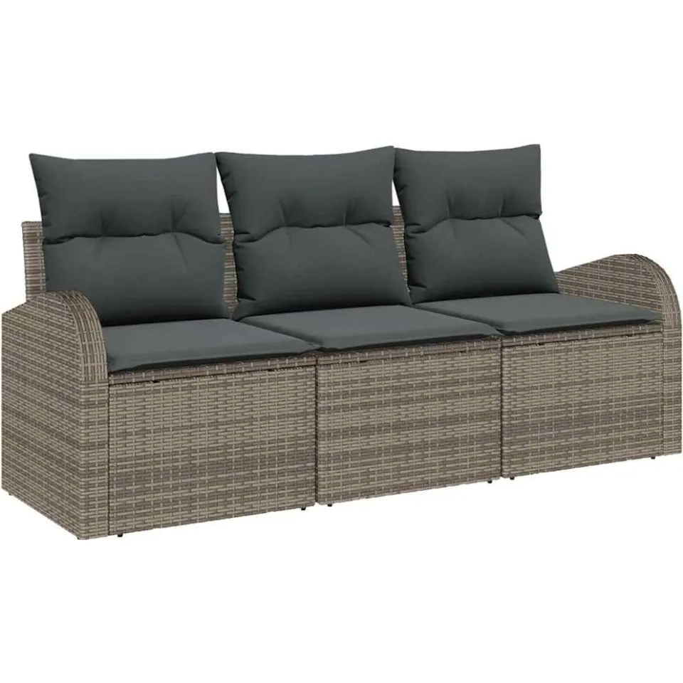 vidaXL Tuin Sofa Set Grijs poly rattan