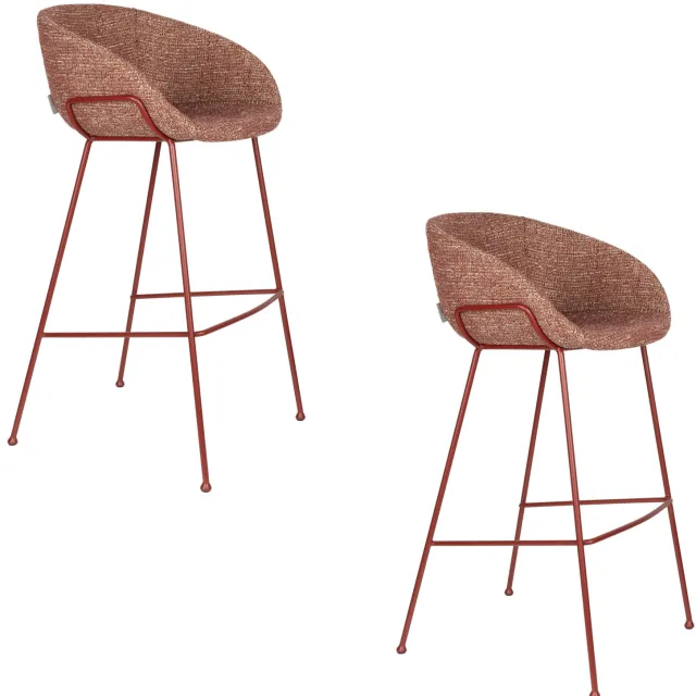 Zuiver Feston barkruk terracotta Rood