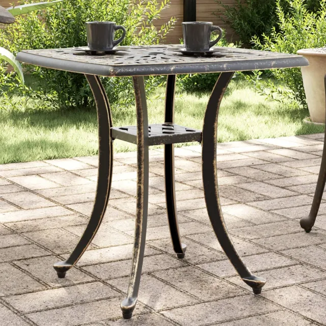 vidaXL Tuintafel 53x53x53 cm gietaluminium bronskleurig bruin, foto 2