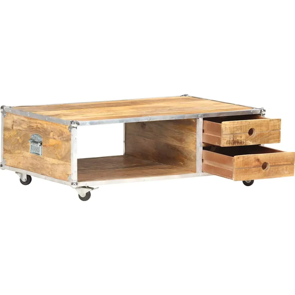 vidaXL Salontafel 89x59x33 cm massief ruw mangohout bruin, foto 2