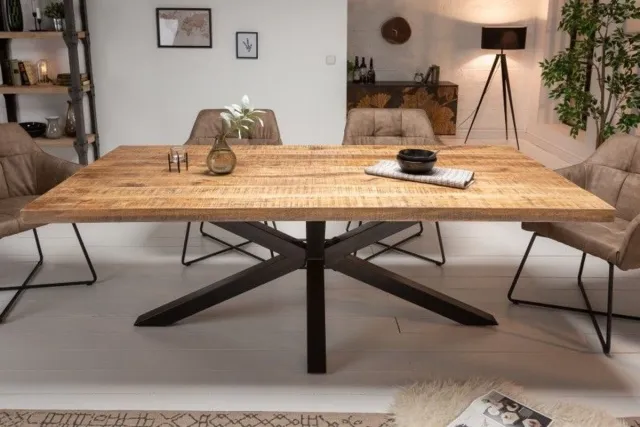 Invicta Interior Massieve industrieele eettafel GALAXIE 160cm mangohouten stervormig frame - 42257 Zie omschrijving