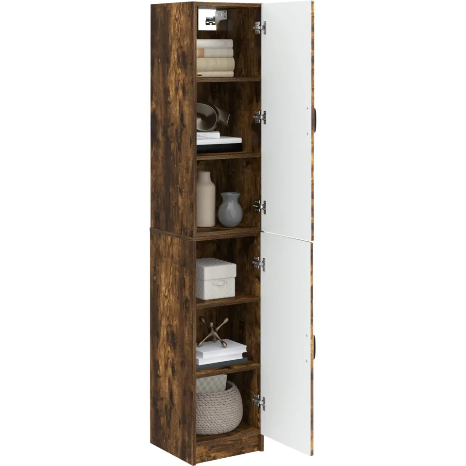 vidaXL Kastenset 2 st Gerookt eiken 33 x 34,5 x 87 cm Bewerkt hout Bruin