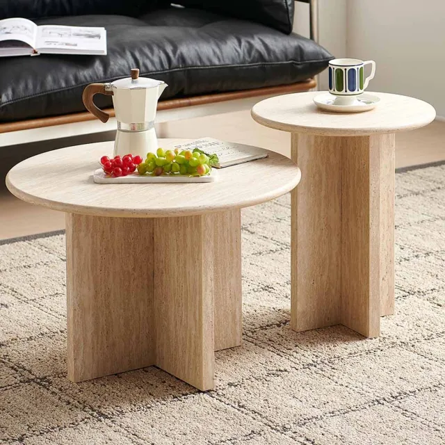 Milton & Oldbrook Salontafel Set Bled Travertinlook Beige
