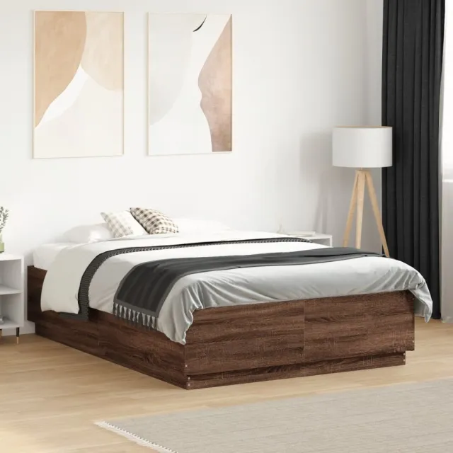 vidaXL Bedframe met LED-verlichting bruin eikenkleurig 120x190 cm
