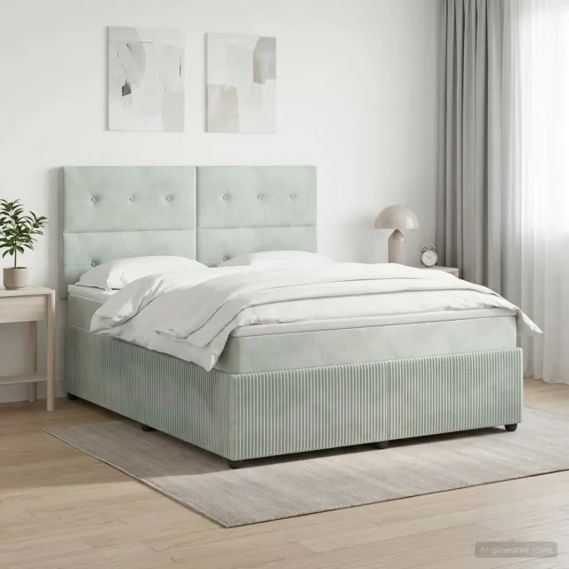 vidaXL Boxspringbed met matras Lichtgrijs 180 x 200 cm Fluweel