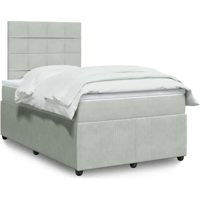 vidaXL Boxspring met matras fluweel lichtgrijs 120x190 cm grijs