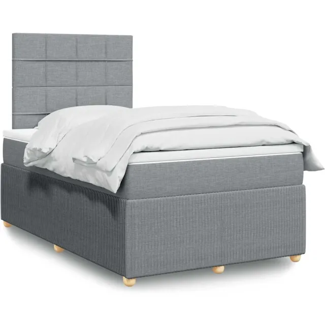 vidaXL Boxspring met matras stof lichtgrijs 120x190 cm grijs