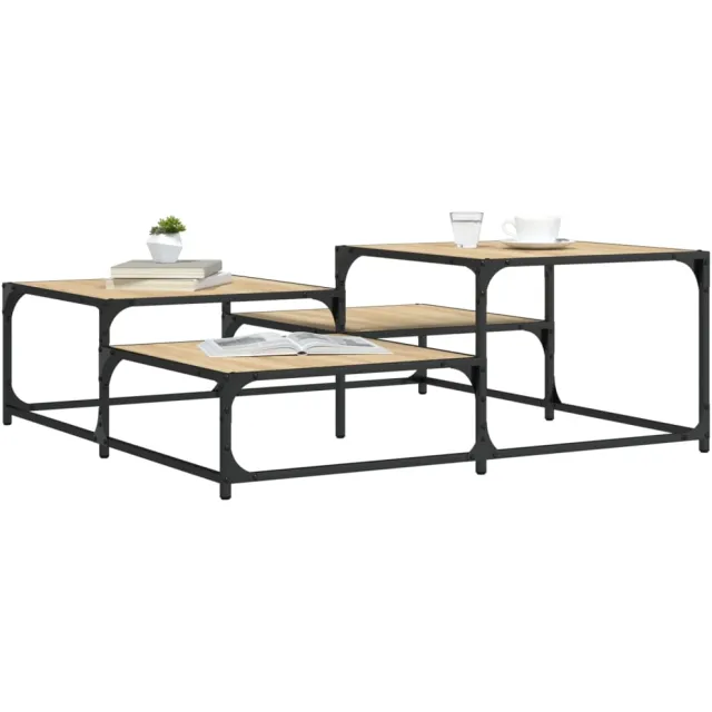 vidaXL Salontafel 107x107x40 cm bewerkt hout sonoma eikenkleurig, foto 2