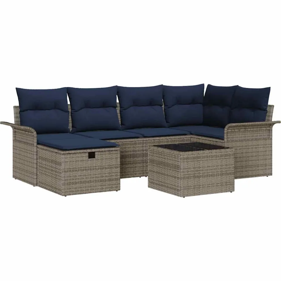 vidaXL Tuin Sofa Set 7 st Poly riet bruin, foto 4