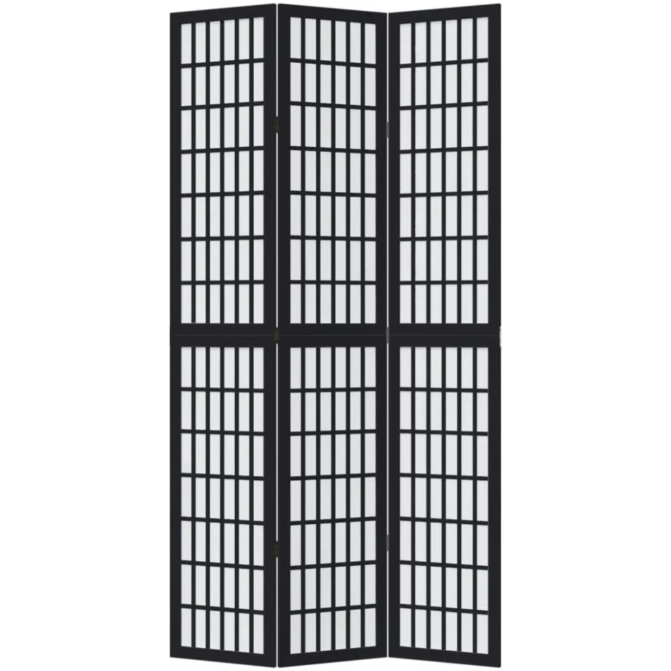 vidaXL Kamerscherm met 3 panelen massief paulowniahout zwart, foto 4