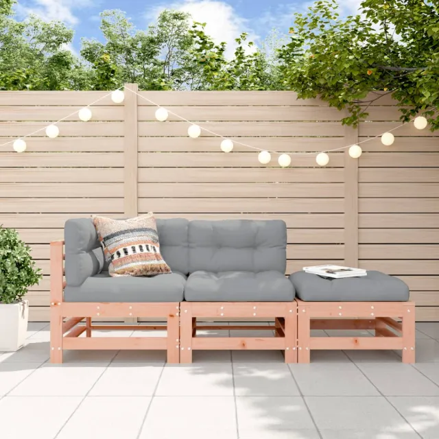 vidaXL 3-delige Loungeset met kussens massief douglashout bruin, foto 2