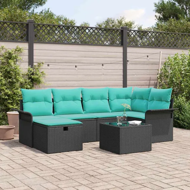 vidaXL Tuin Sofa Set 7 st Poly riet zwart, foto 2