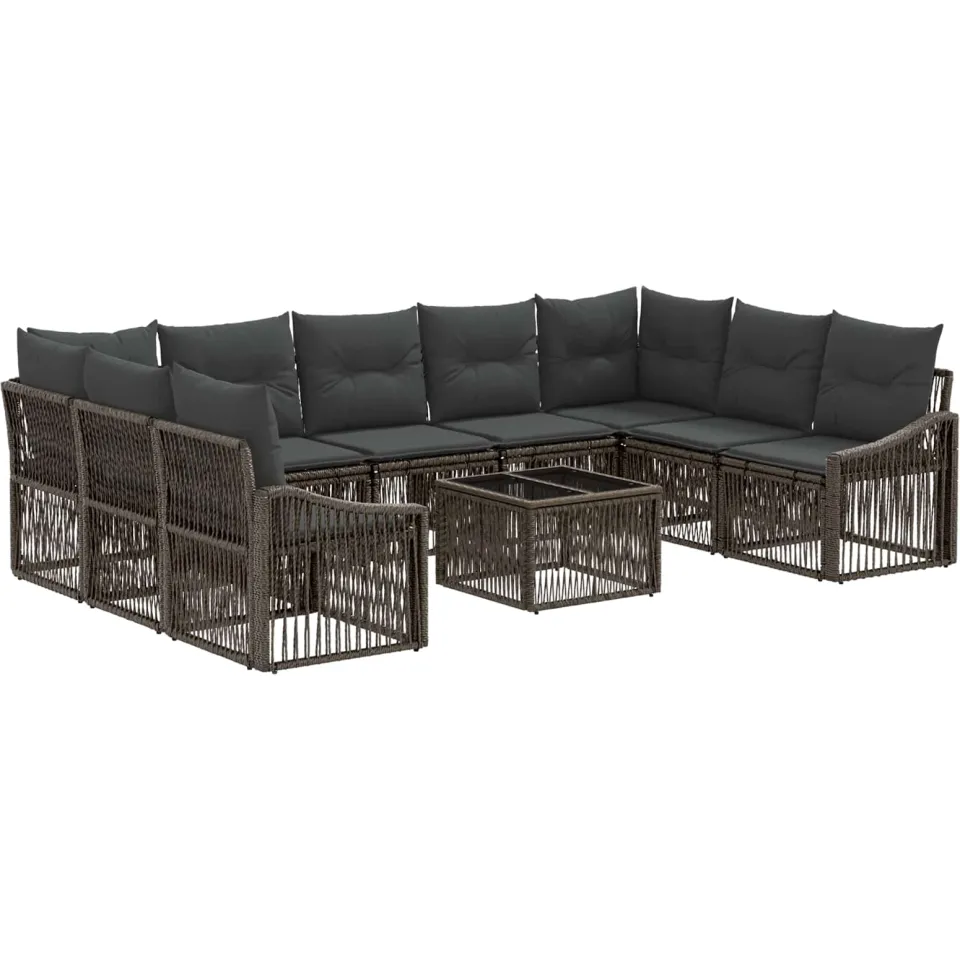 vidaXL Tuinbankenset 10 st Grijs poly rattan, foto 3