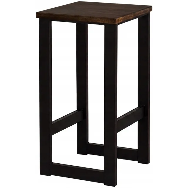 Taborecik Houten Bar Kruk H64 Keuken Stoel Metaal Hoge Kruk 60-64cm Zwart