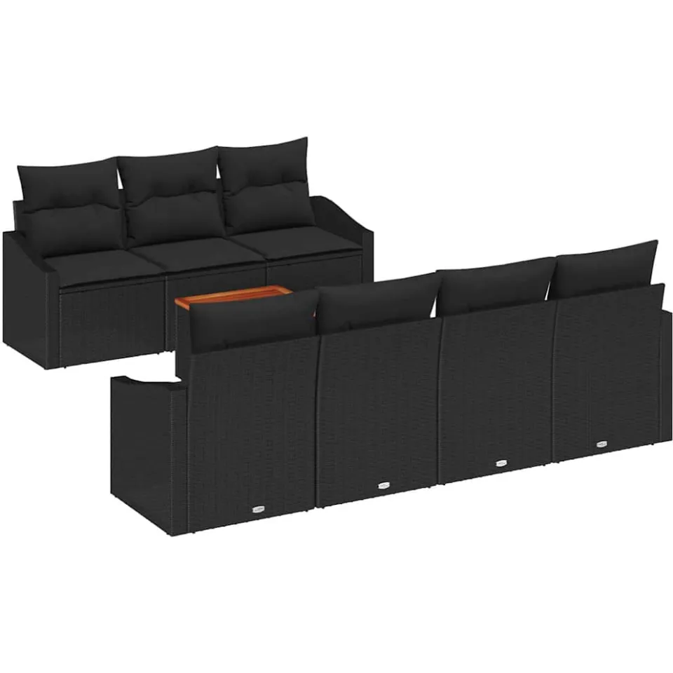 vidaXL Tuinbankenset 8 st Zwart poly rattan