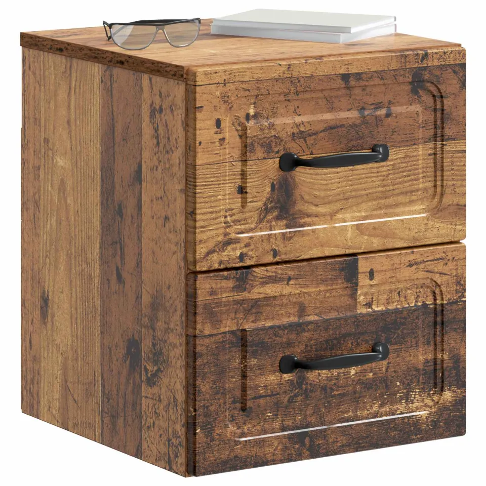 vidaXL Wandbeugel Bedkast 2 st Oud hout 34,5 x 33 x 40 cm Bewerkt hout Bruin