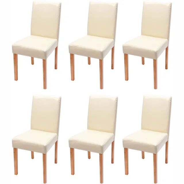 Cosmo Casa Set van 6 Eetkamerstoelen - Keukenstoelen Littau - Kunstleer - Crème - Lichte Poten