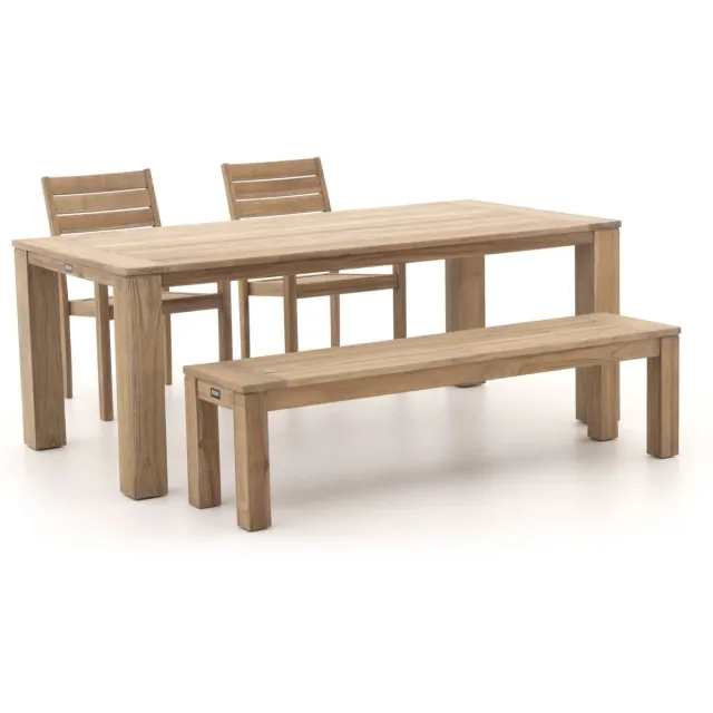 ROUGH Furniture ROUGH-S/ROUGH-X 200cm dining tuinset 4-delig stapelbaar bruin, foto 2