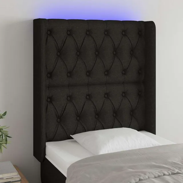 vidaXL Hoofdbord LED 83x16x118/128 cm stof zwart