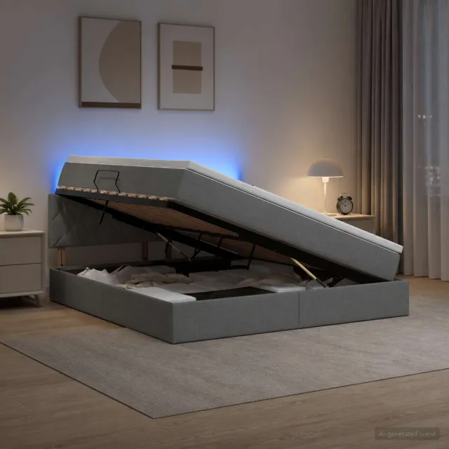 vidaXL LED Opslagbed met Matras Donkergrijs 180 x 200 cm Stof