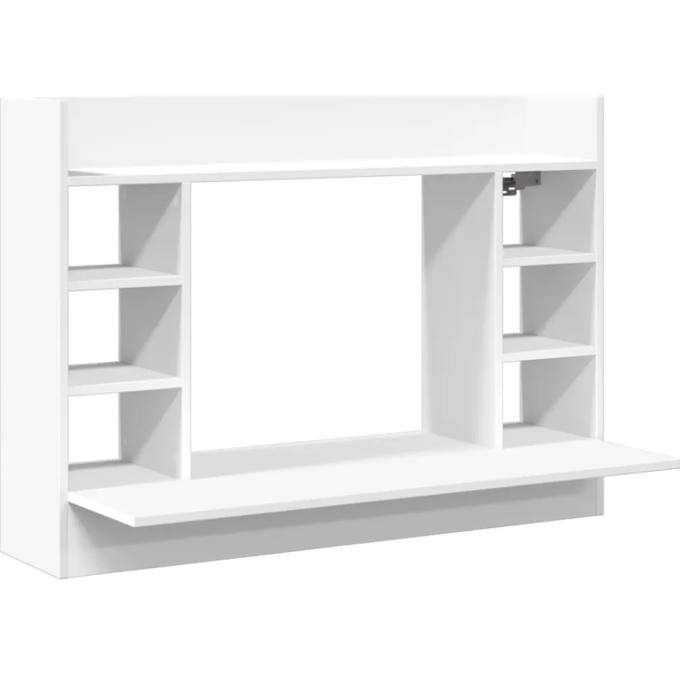 vidaXL Wandbureau 105x48x75 cm bewerkt hout wit, foto 4