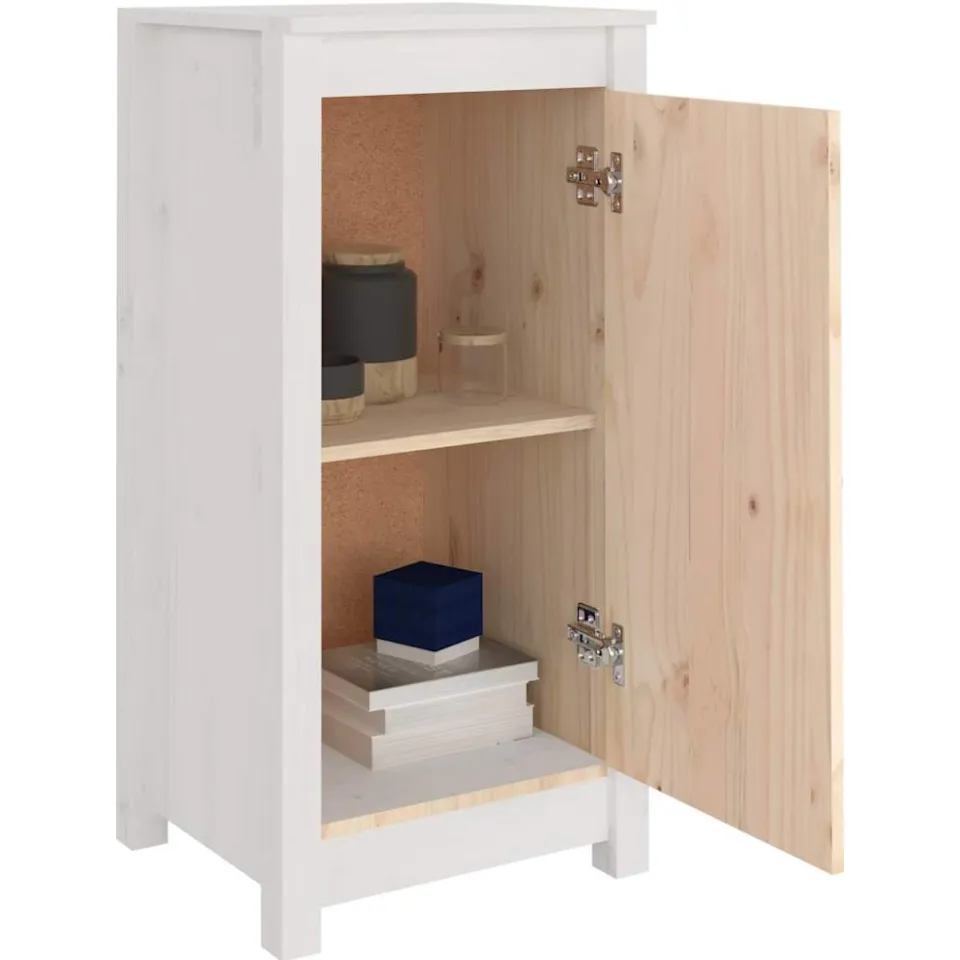 vidaXL Dressoirs 2 st 39x35x80 cm massief grenenhout wit, foto 3