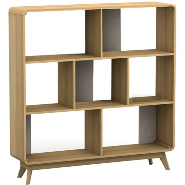 Notio Living Cassie - Boekenkast in eikenhout MDF (126 x 122 x 29 cm) Eiken/Wit