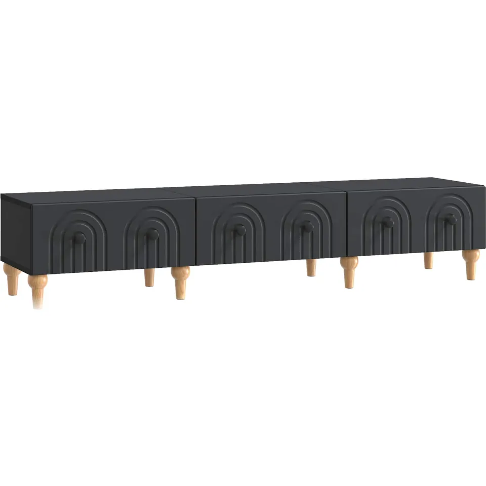 vidaXL TV-kast met lade Zwart 147 x 34,5 x 30 cm Bewerkt hout, foto 3