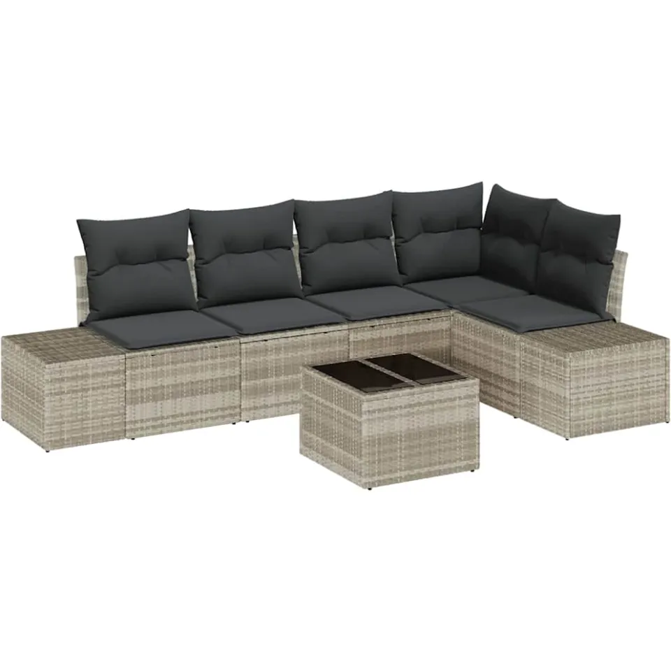 vidaXL Tuin Sofa Set 6 st Lichtgrijs poly rattan