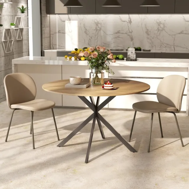 MODENUIT Eettafel - Ronde Tafel Met X-Poten - Voor 4 Personen - Hout - Ø120 Cm - Oak