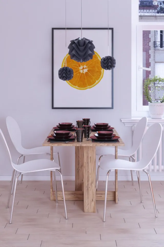 Dekorfim Inklapbare Tafel| Eettafel Uitschuifbaar| Opvouwbare L-poot Tafel| Ruimtebesparend Klaptafel| Modern en Stijlvol| Licht Walnoot| Vrijstand| 124x76x72 cm