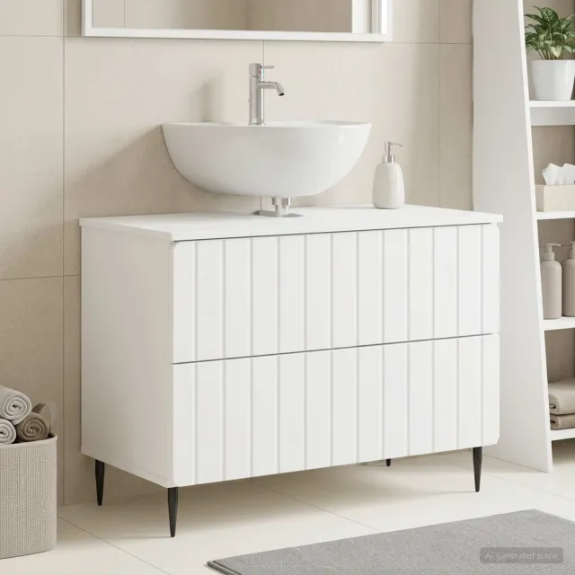 vidaXL Badkamer wastafelkast ZWOLLE Wit 82 x 41 x 58,5 cm Bewerkt hout